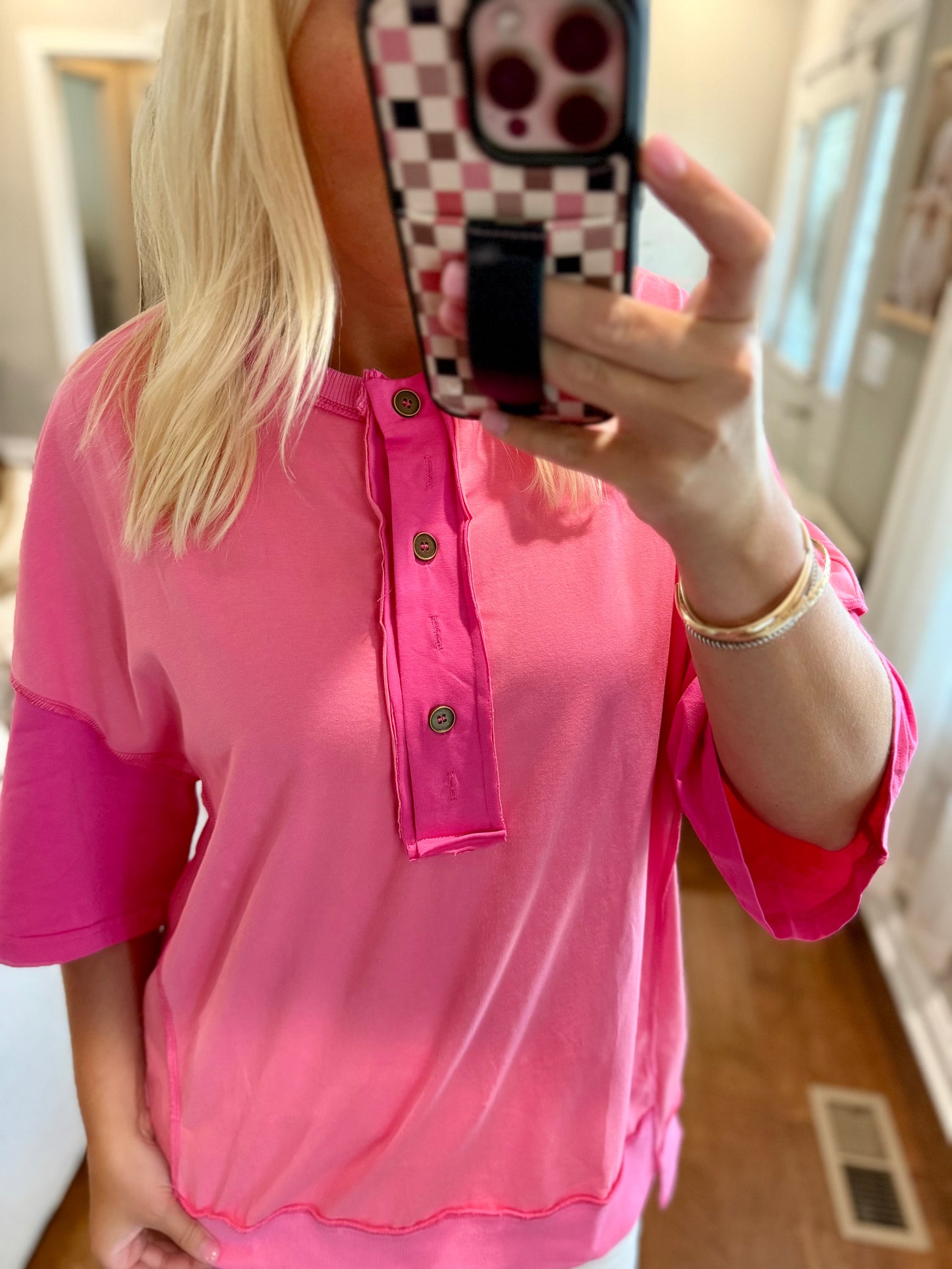 Patchwork Half-Button Top