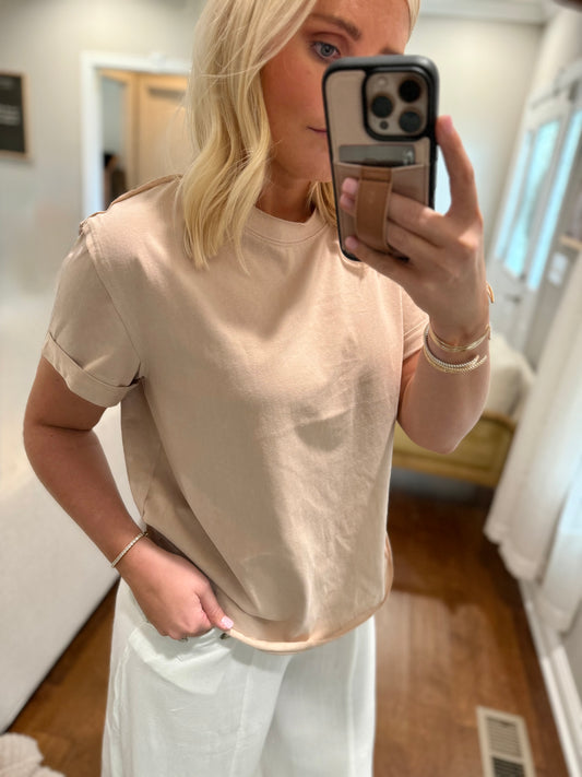 Oat T-shirt (cuffed sleeve detail)