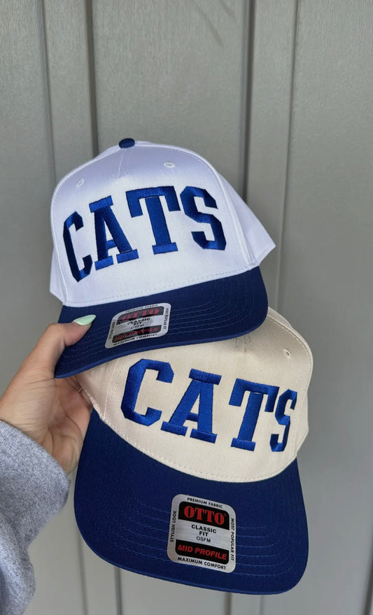 White/Royal CATS hat