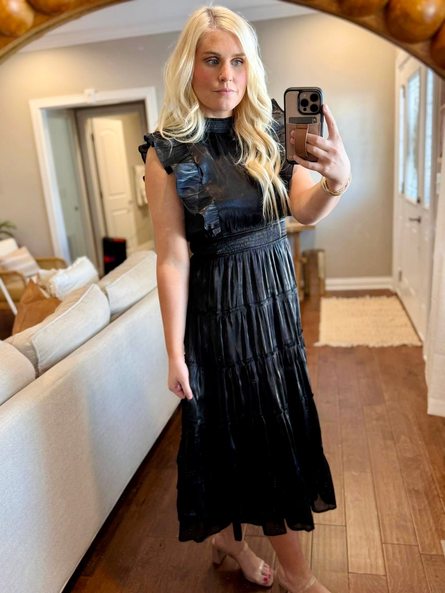 Black Tiered Midi Dress