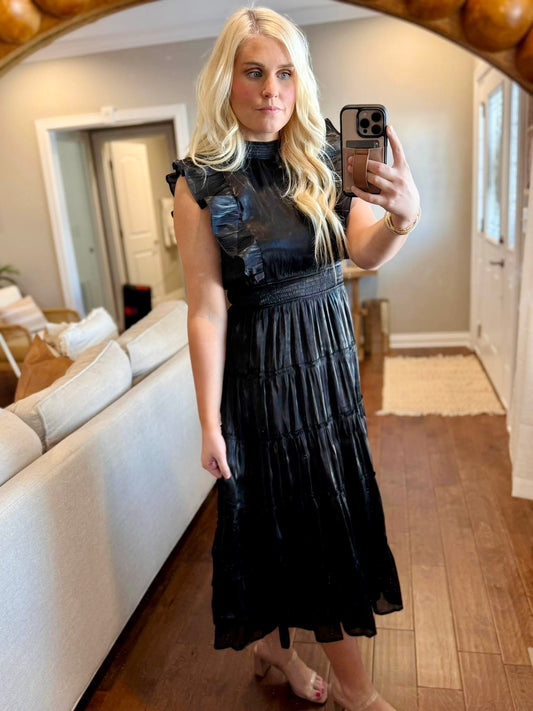 Black Tiered Midi Dress