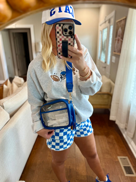 Blue Tassle Clear Bag