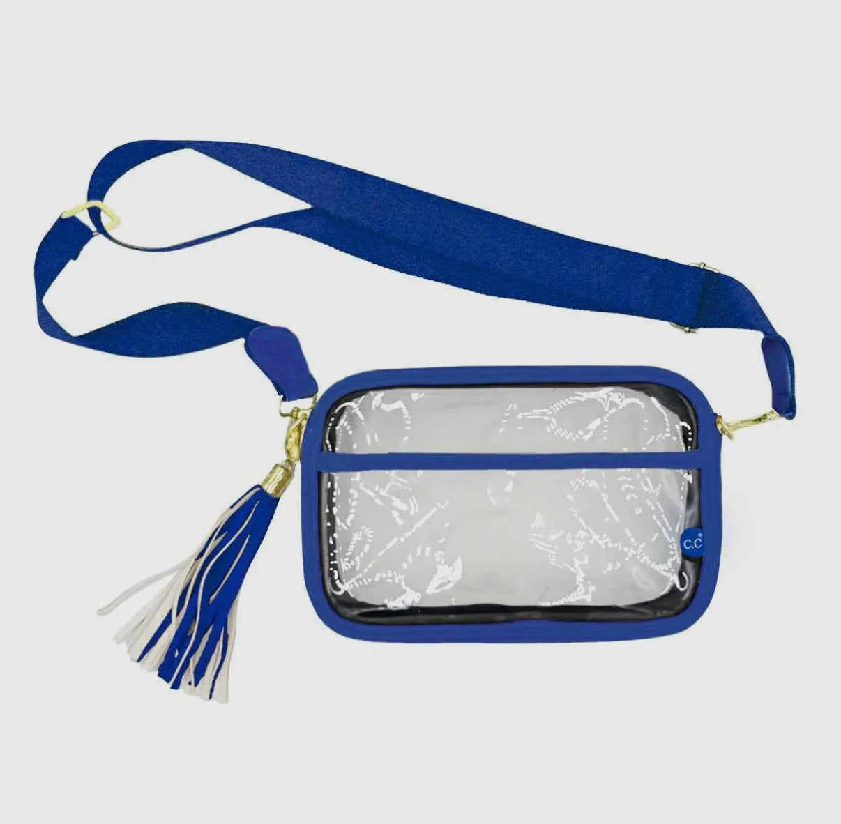 Blue Tassle Clear Bag