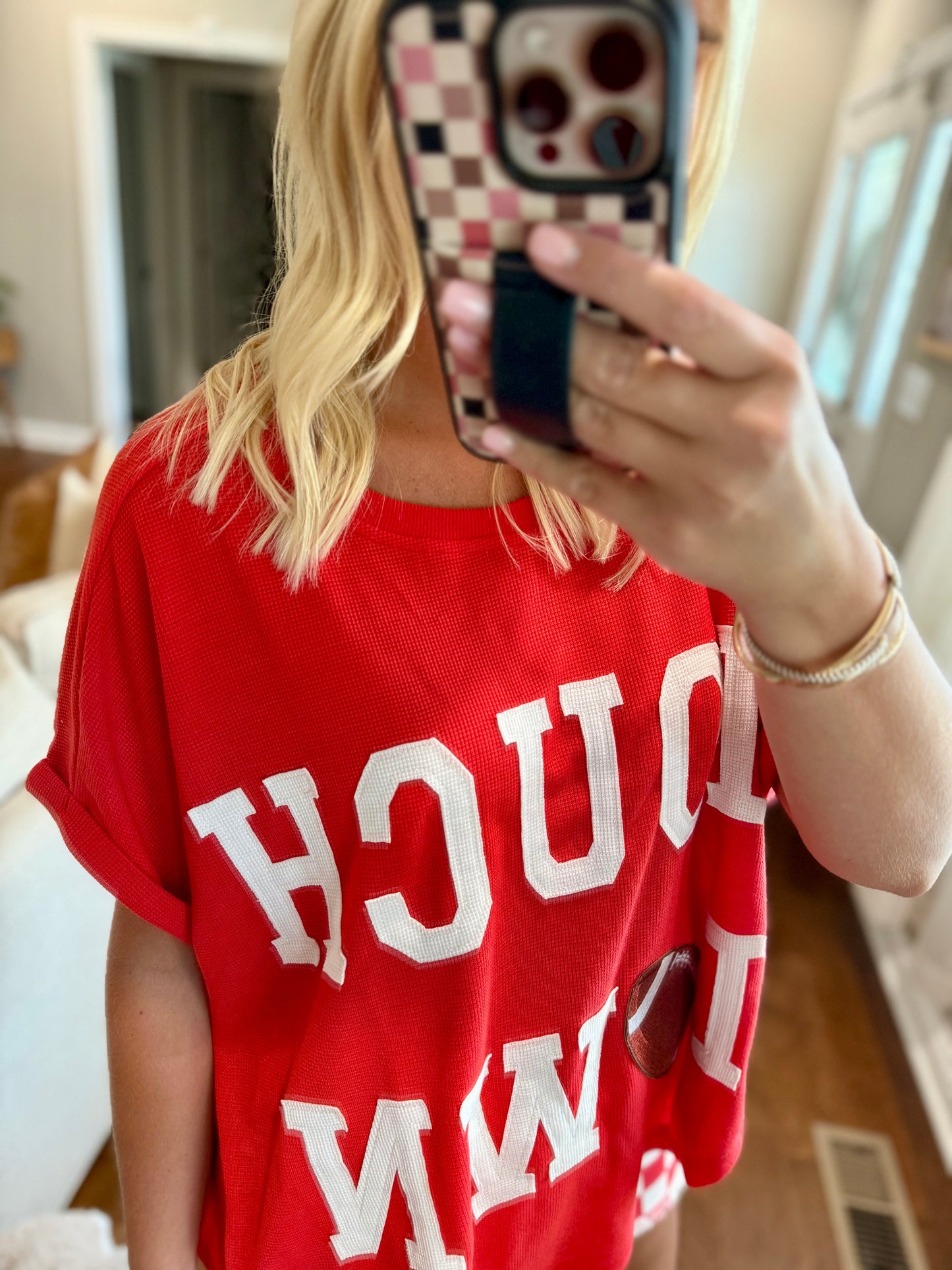 Touchdown Waffle Patchwork Top