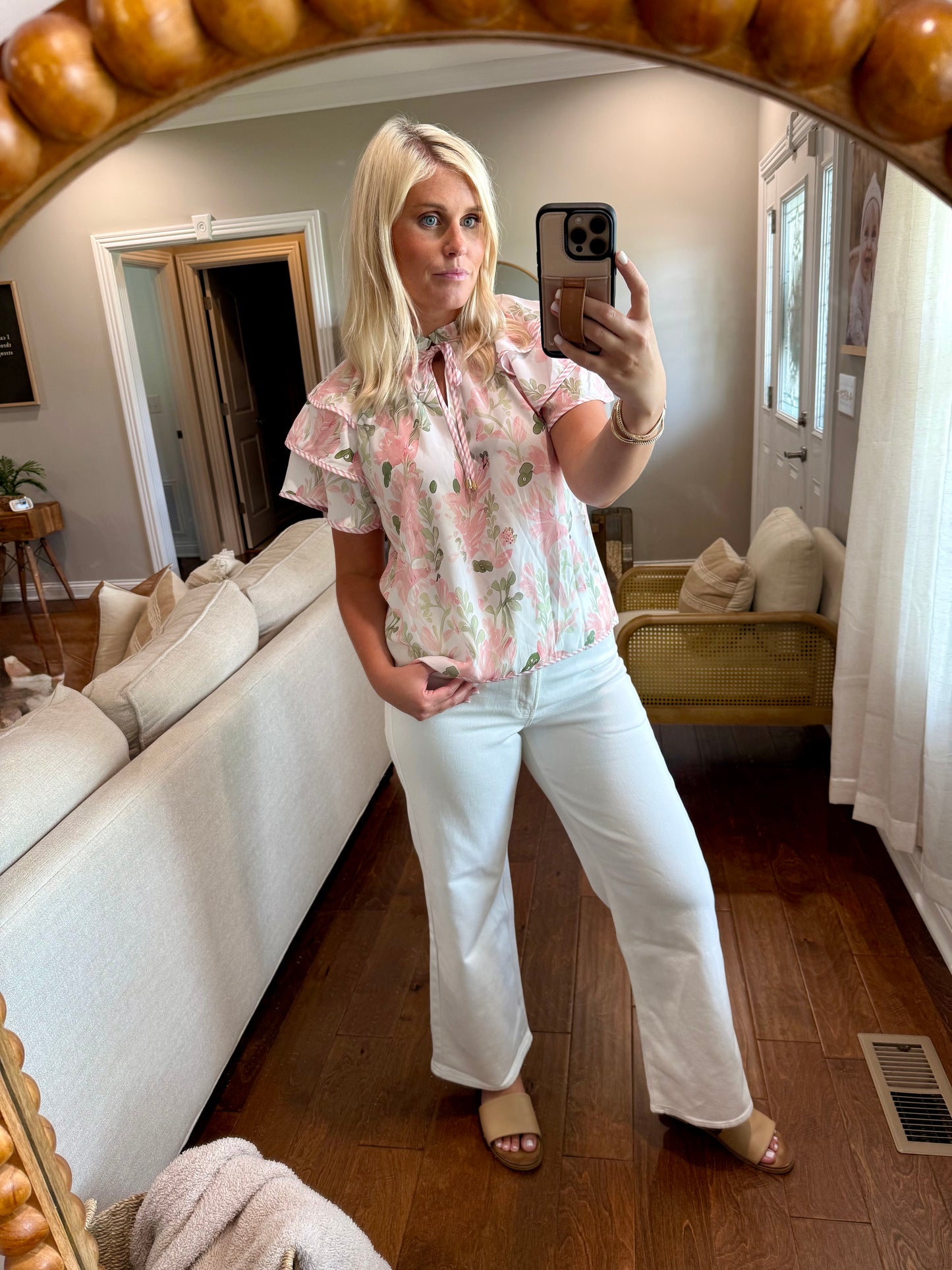 Pink Floral Stripe Blouse