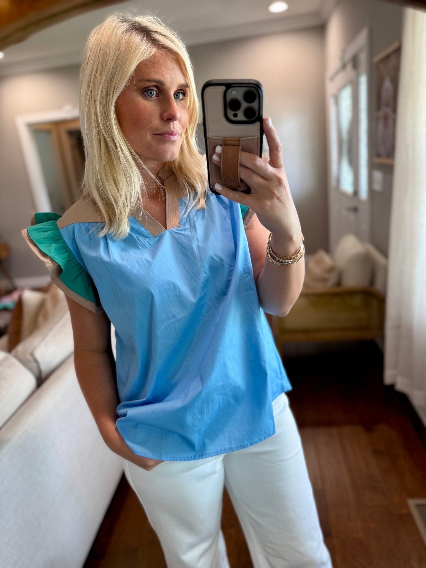 Blue Colorblock Blouse