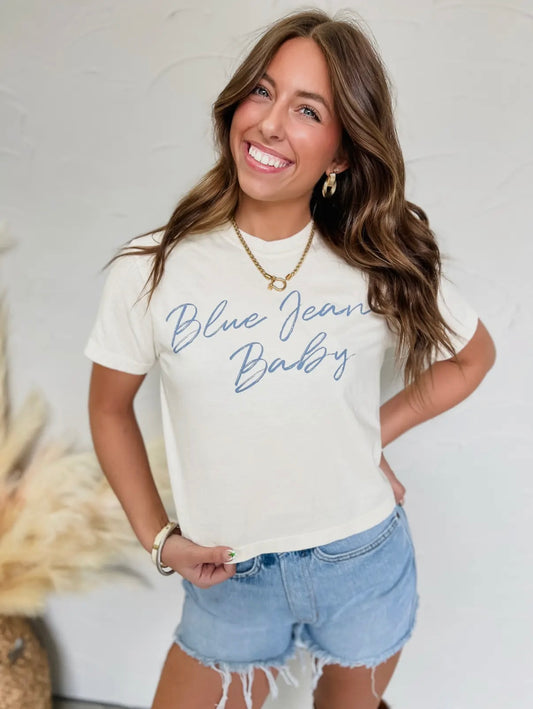 “Blue Jean Baby” T-Shirt- Ivory