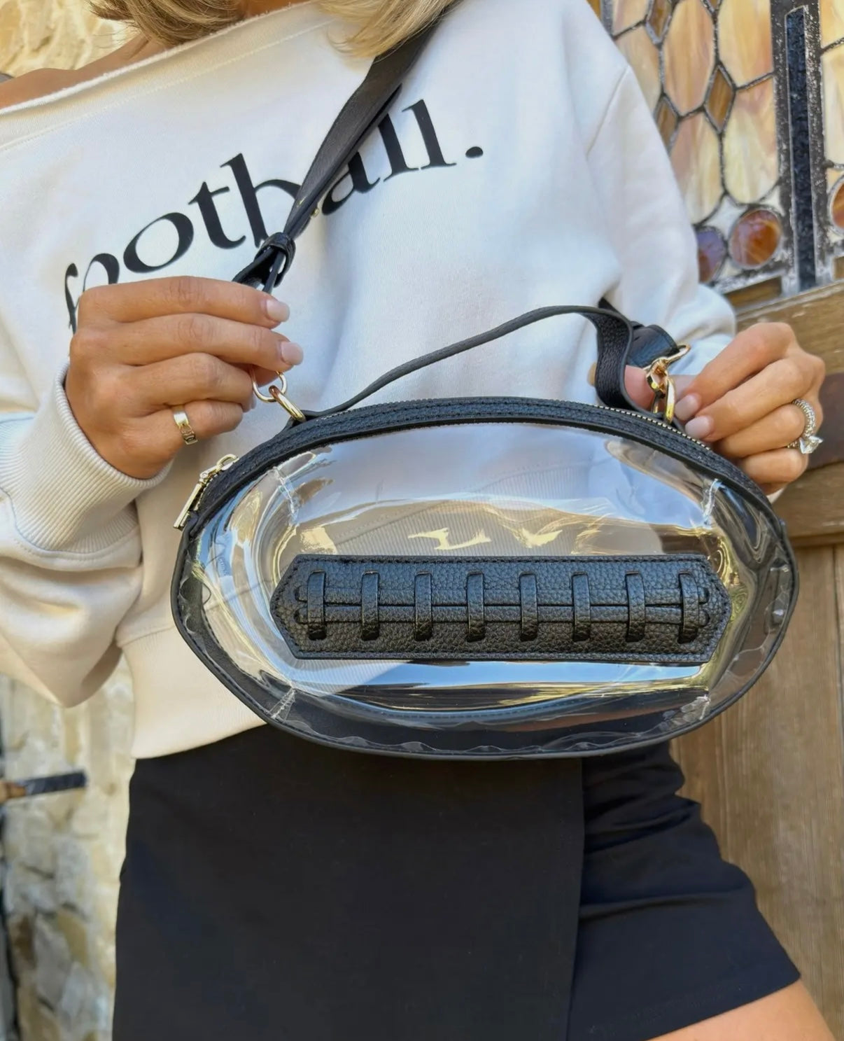 Black Football Clear Bag