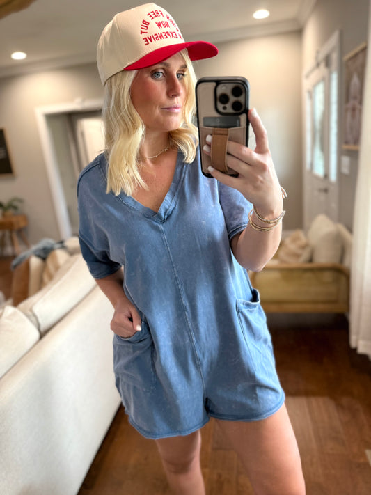 Oversized Denim Romper