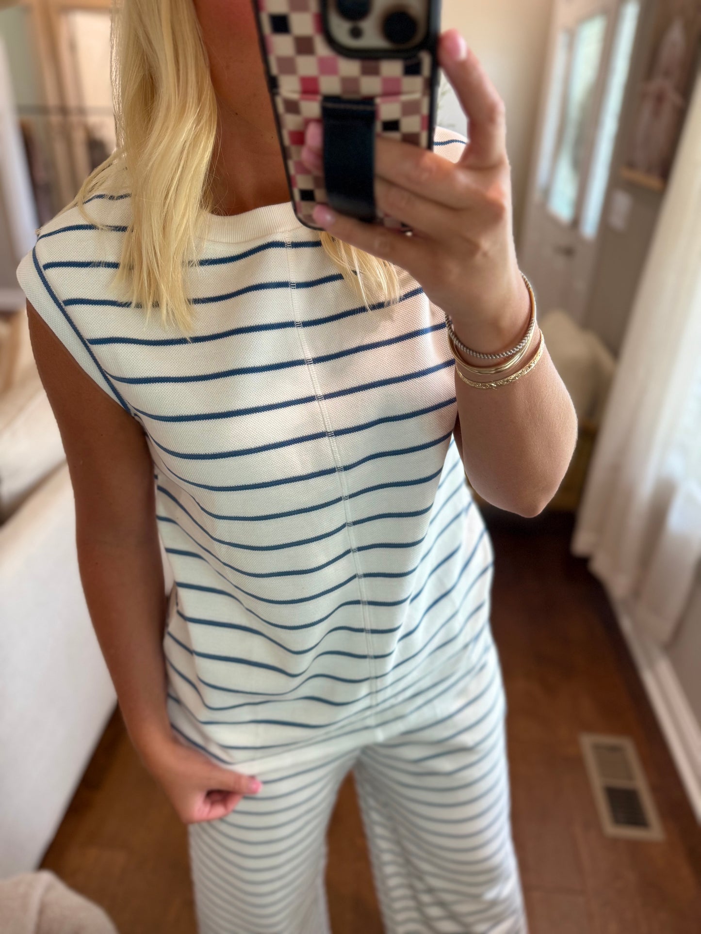 Navy Stripe Textured Set
