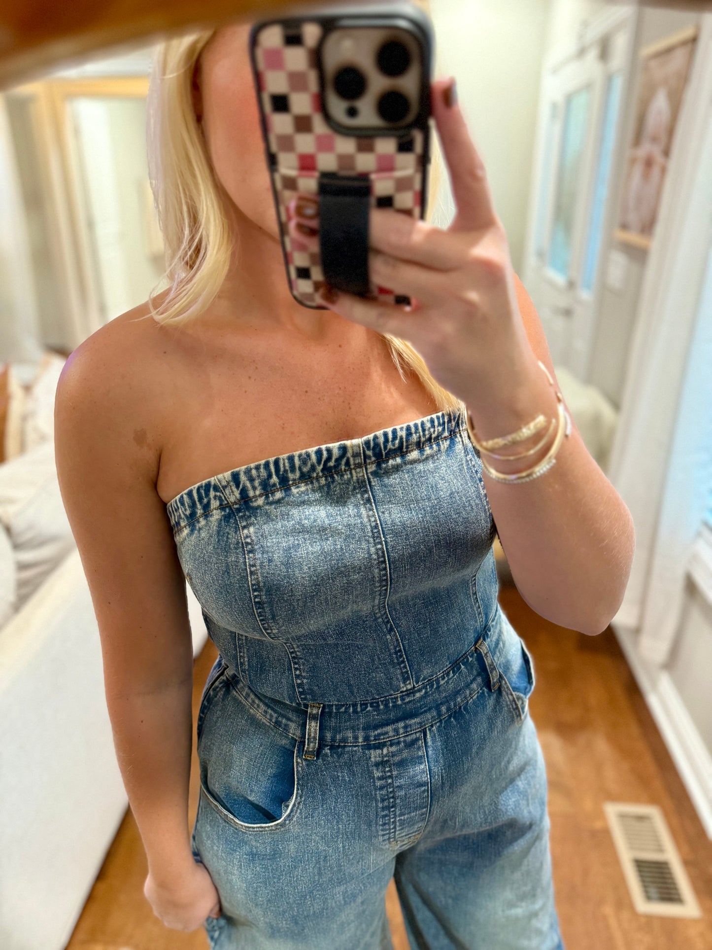 Strapless Denim Jumpsuit