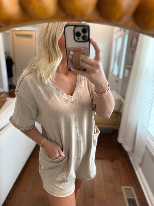 Taupe Casual Knit Romper