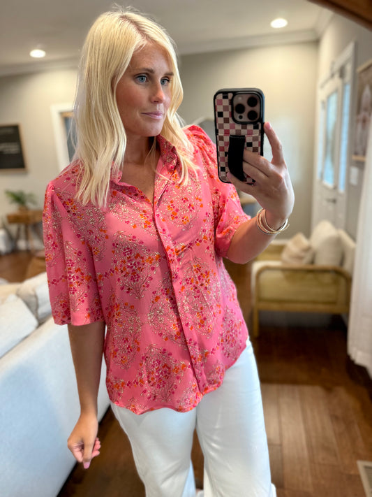 Floral Buttoned Top