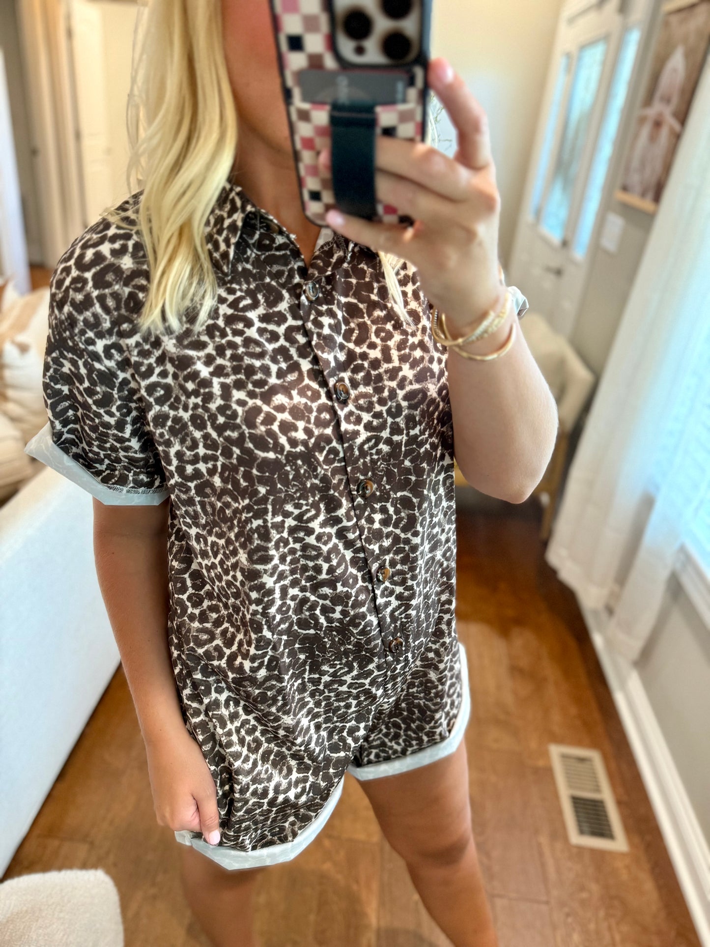 Leopard Button Romper