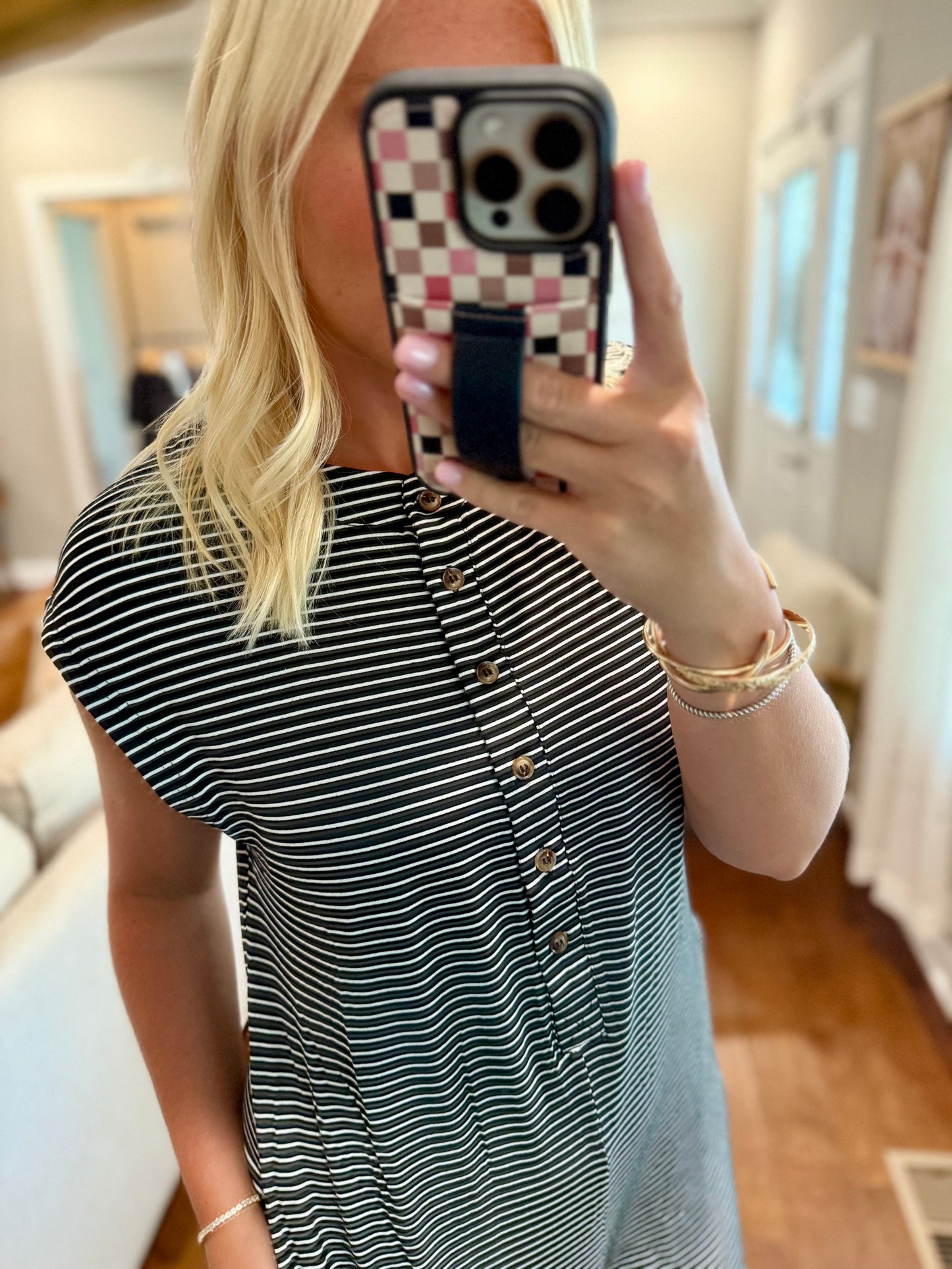Black Striped Sleeveless Jumpsuit