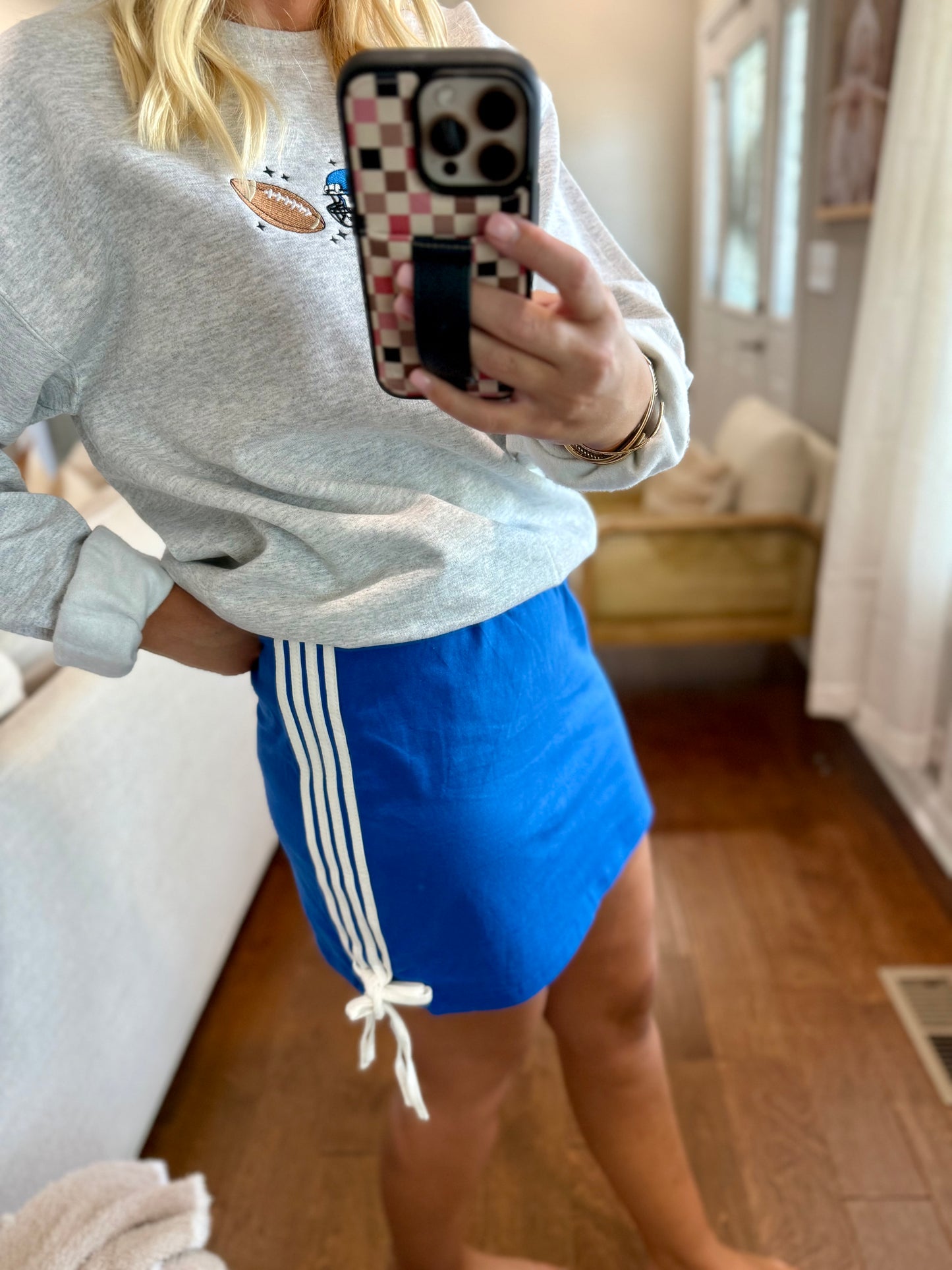 Blue Striped Detail Skirt