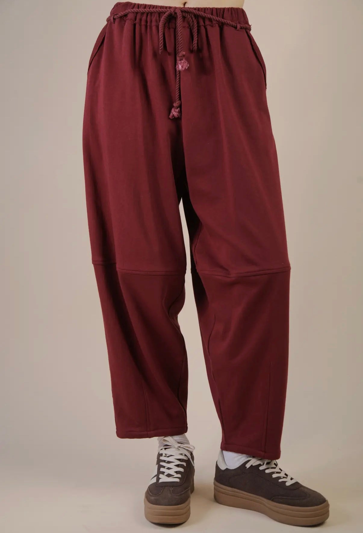 Burgundy Barrel Cozy Pant