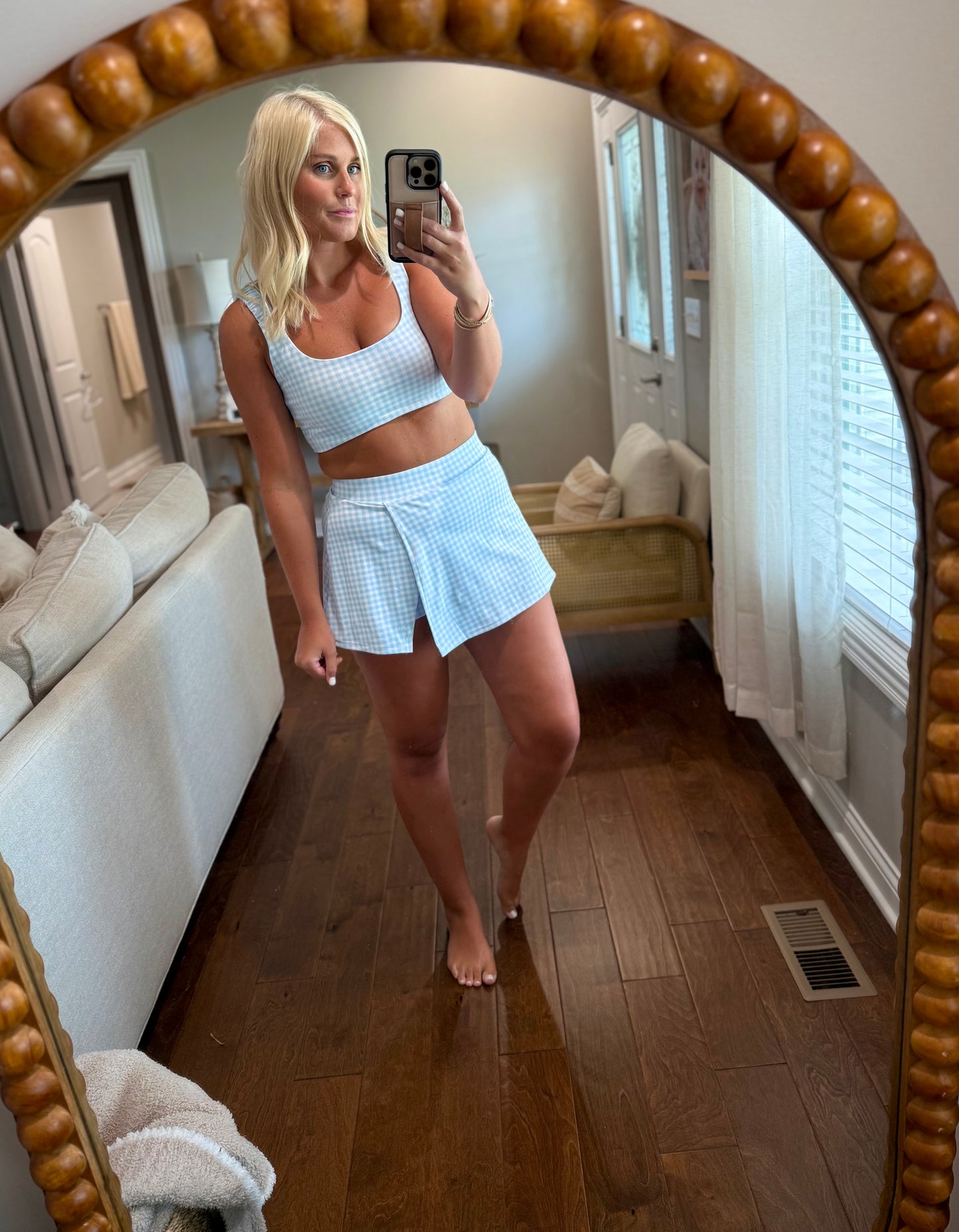 Blue Gingham Skort Set