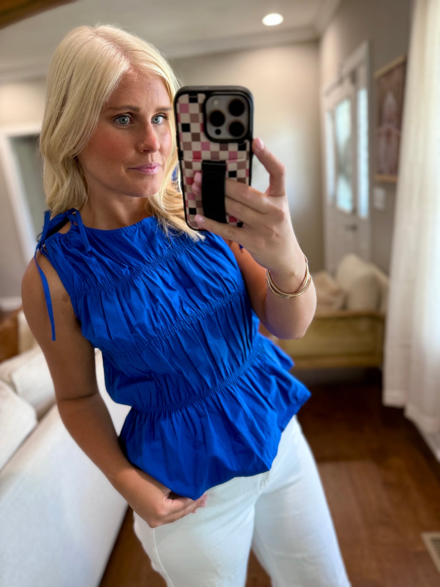 Royal Blue Ruched Top