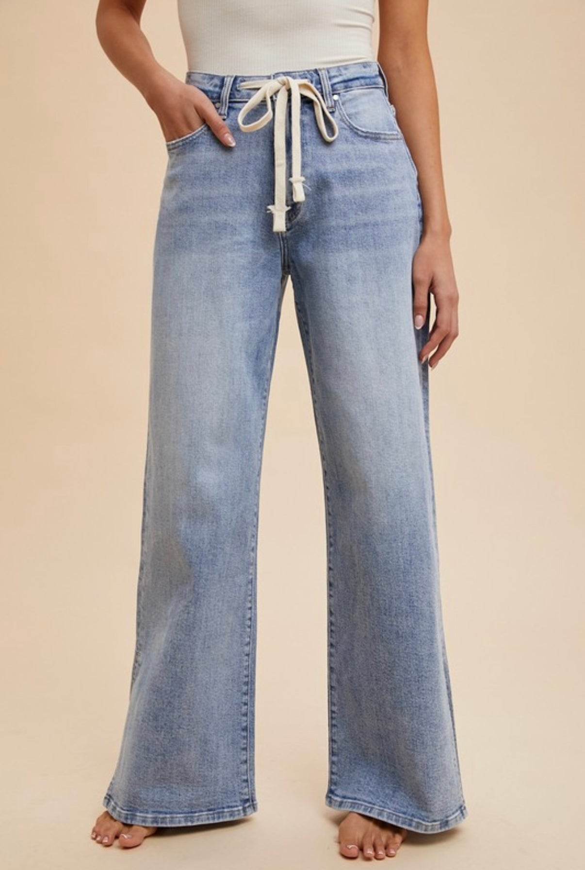 Side Slit Wide Leg Jean