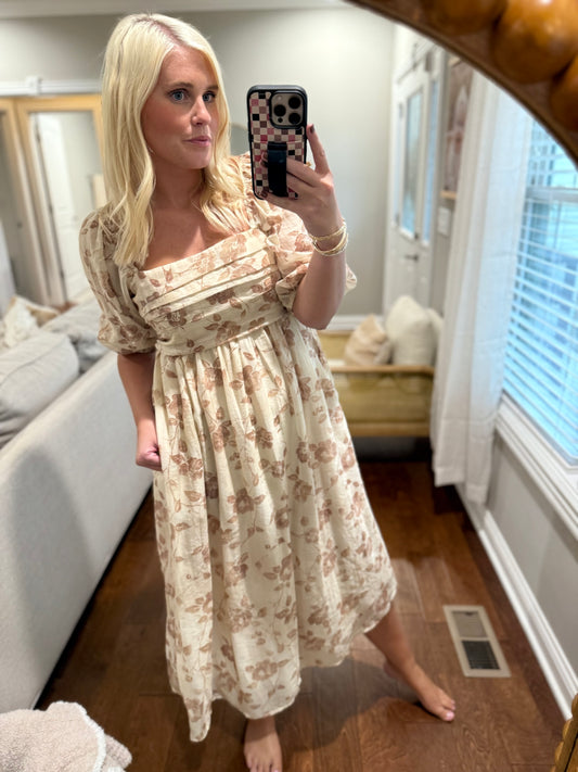 Floral Pleated Midi Dress