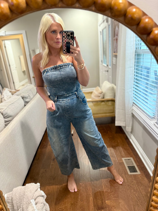 Strapless Denim Jumpsuit