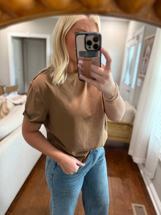 Mocha T-Shirt (cuffed sleeve detail)