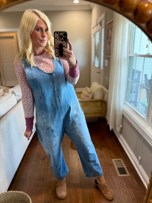 Denim Barrel Jumpsuit