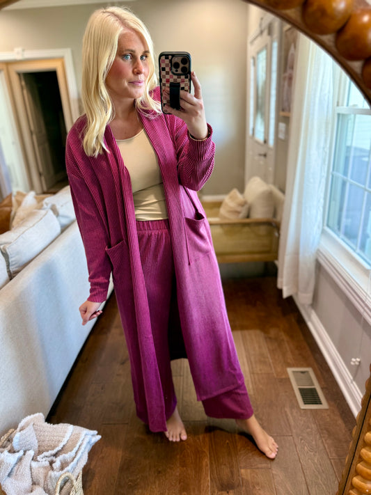 Plum Cardigan & Pant Set