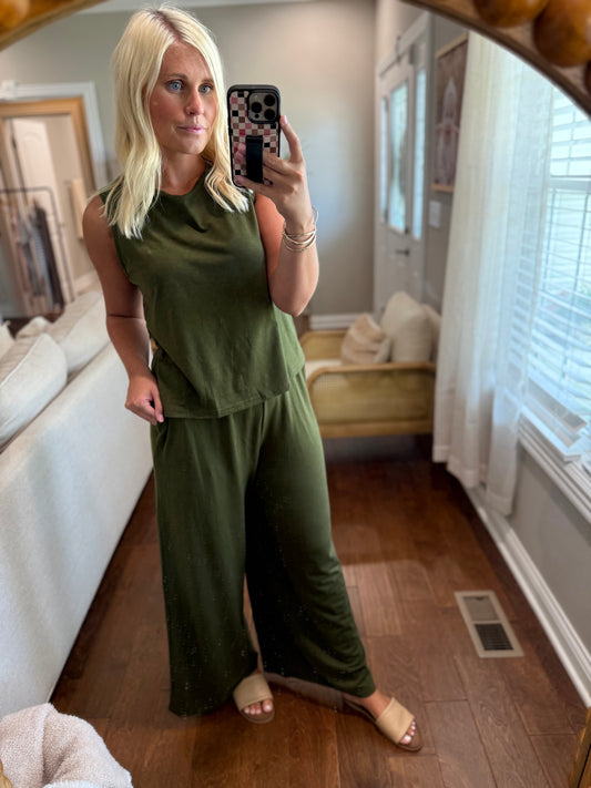 Deep Olive Trouser Set