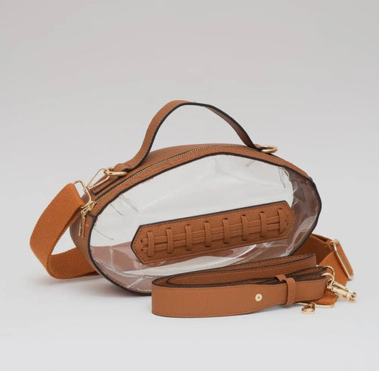 Brown Football Clear Bag