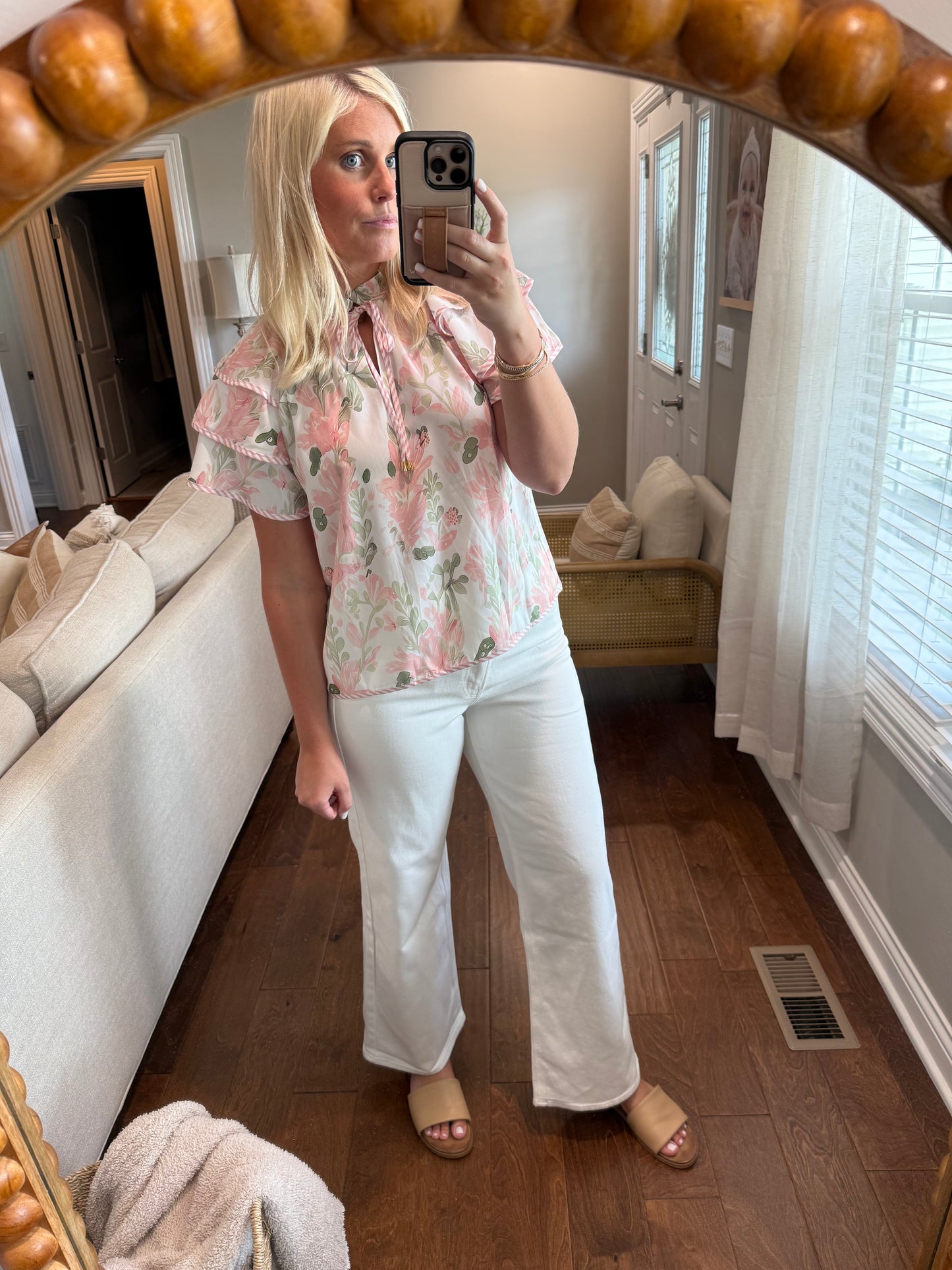 Pink Floral Stripe Blouse