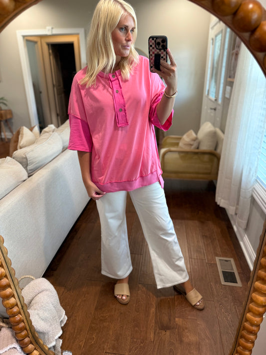 Patchwork Half-Button Top