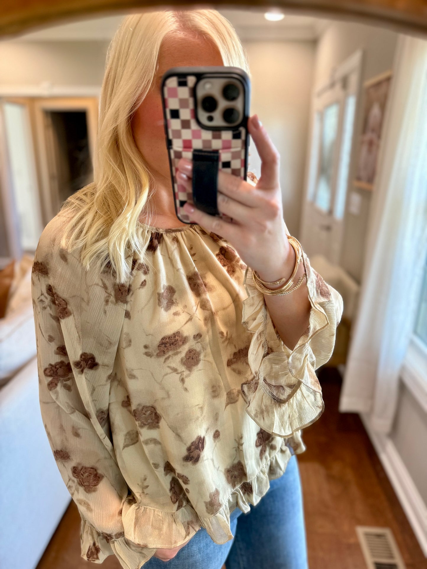 Taupe Chiffon Blouse