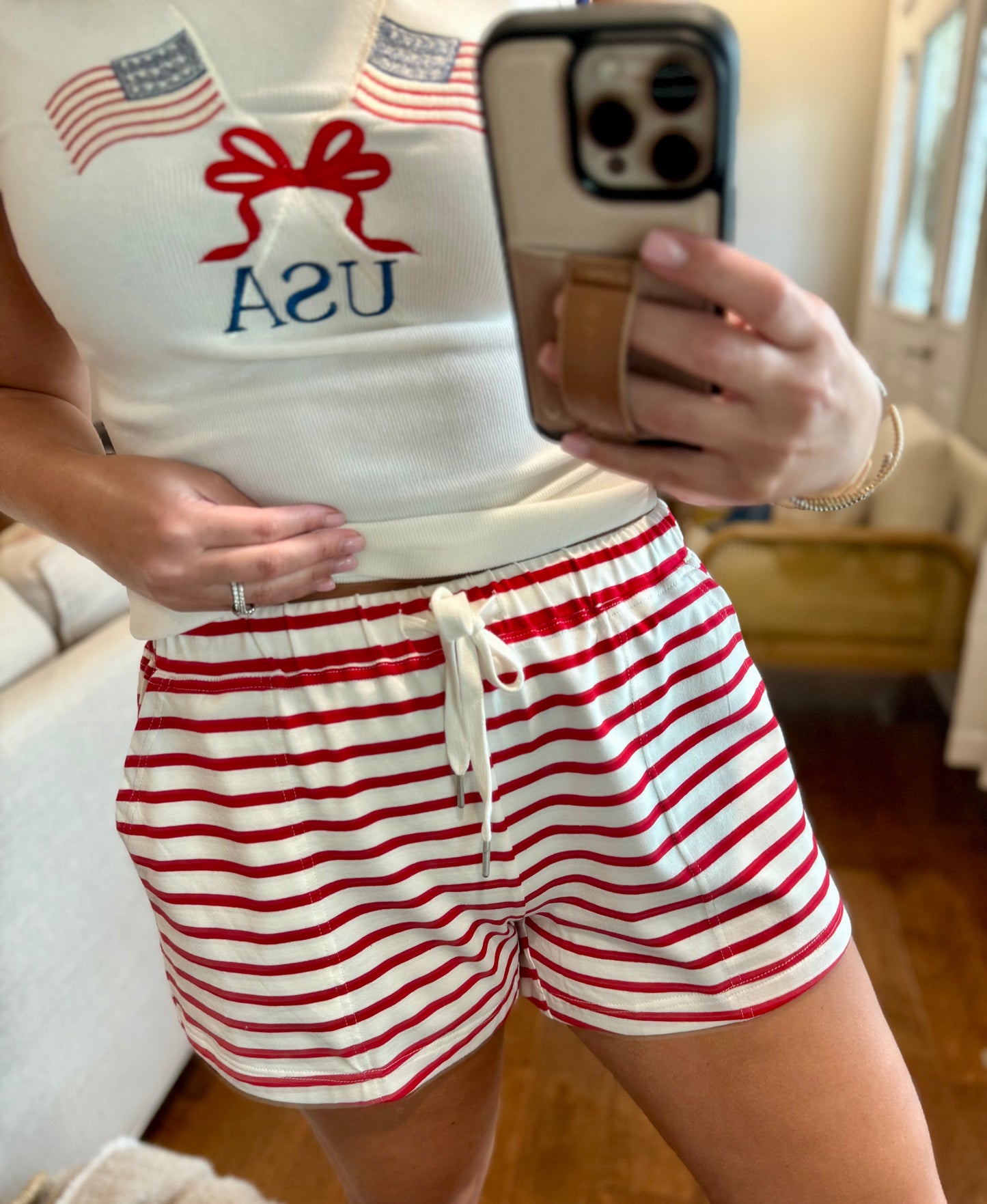 Red Striped Shorts
