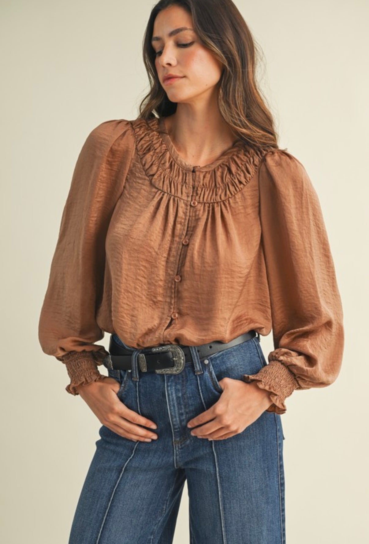 Satin Mocha Top