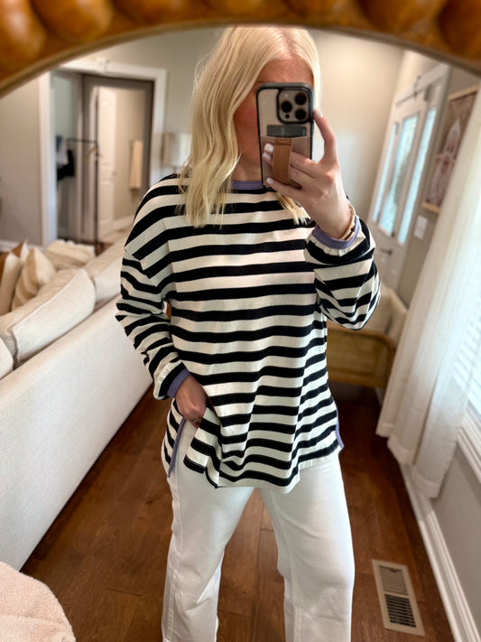 Black/White Stripe Top