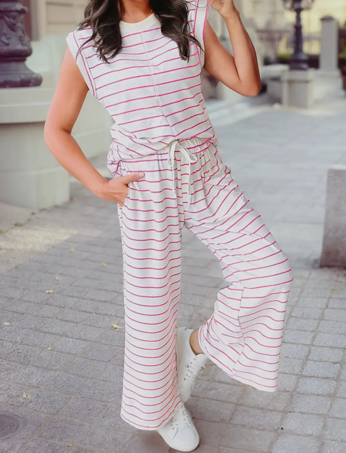 Pink Striped Textured Set