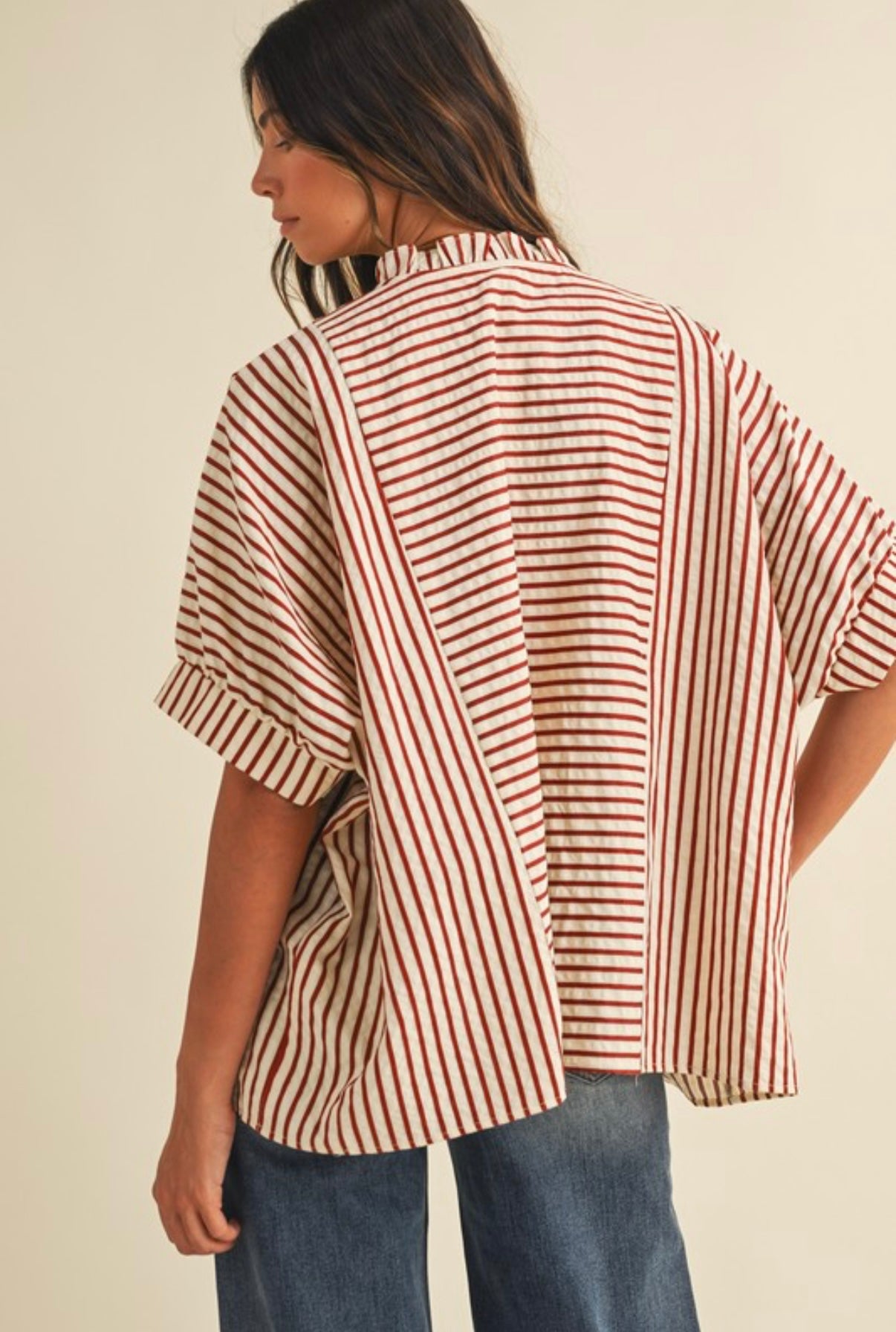 Rust/Cream Striped Blouse