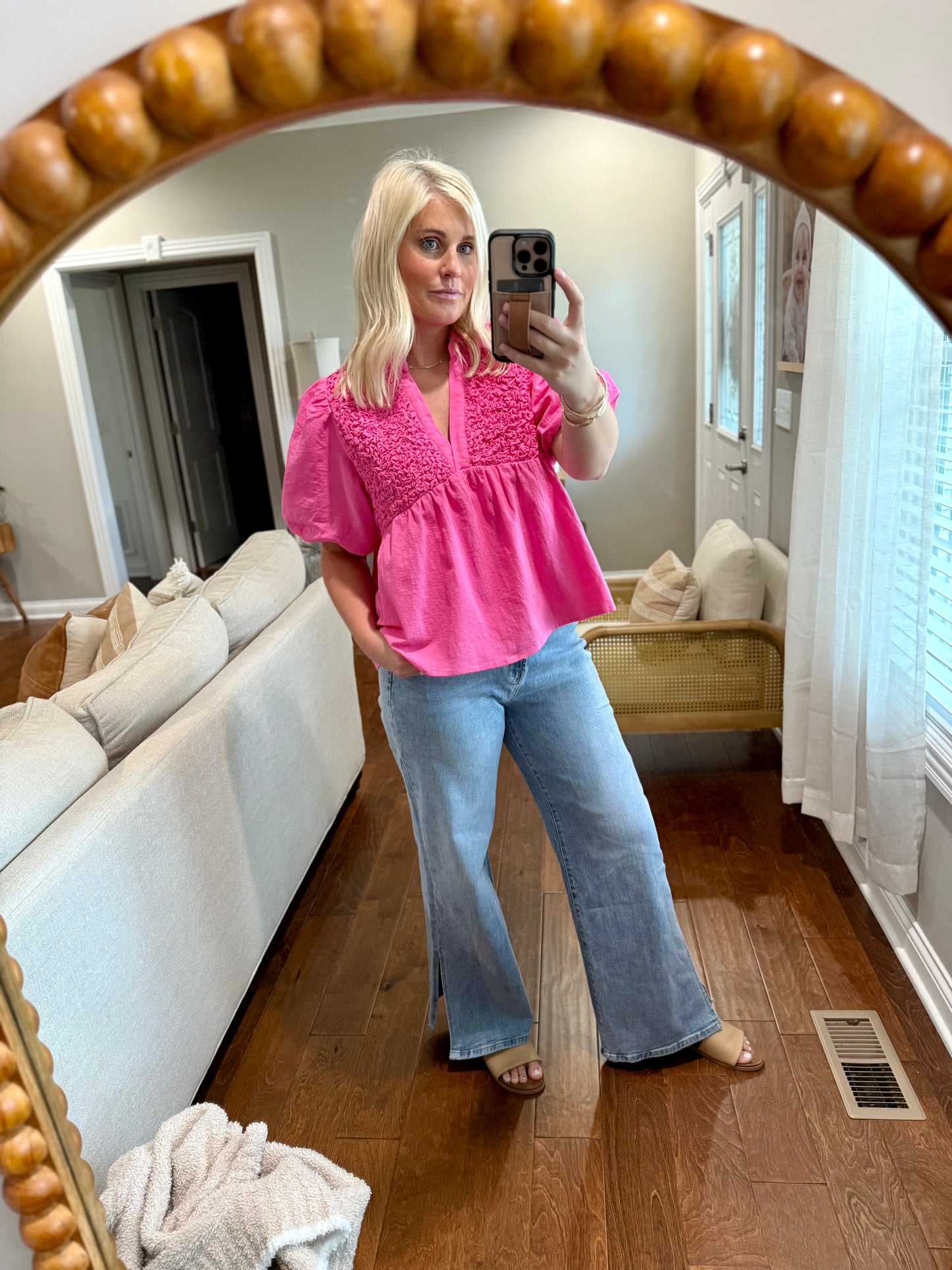Hot Pink Babydoll Blouse