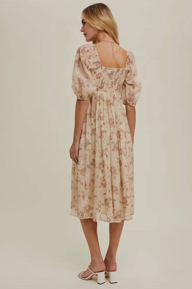 Floral Pleated Midi Dress