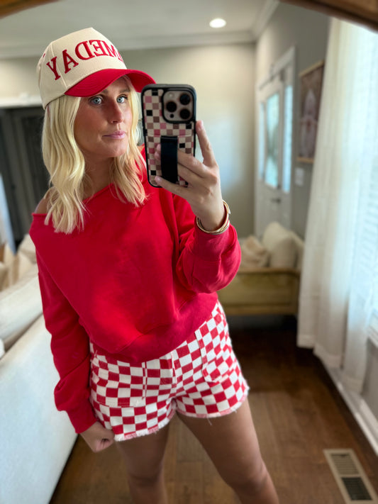 Off-Shoulder Red Top