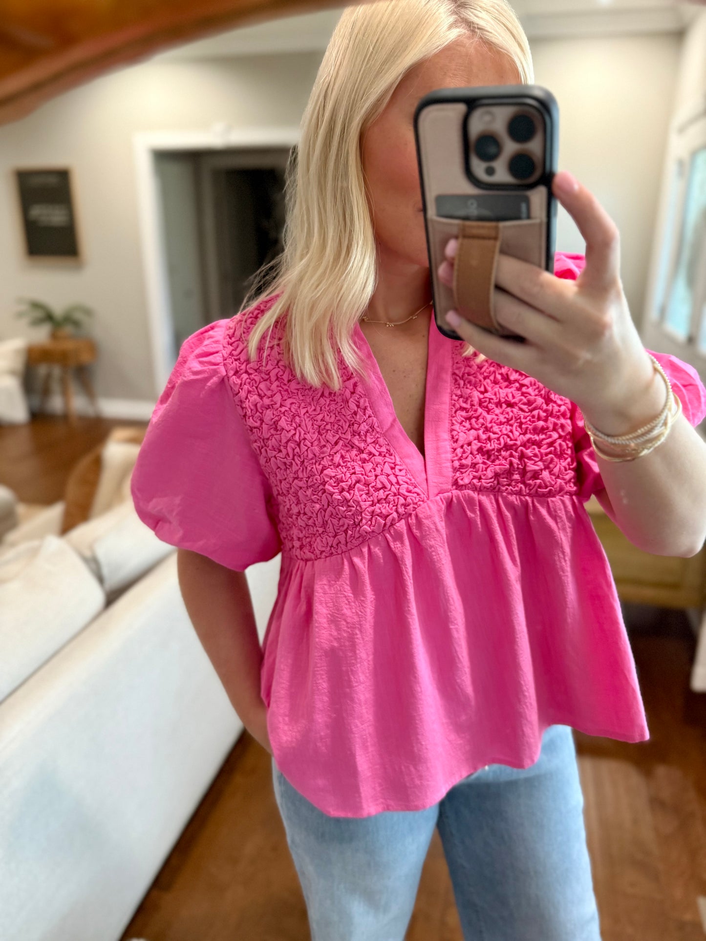 Hot Pink Babydoll Blouse