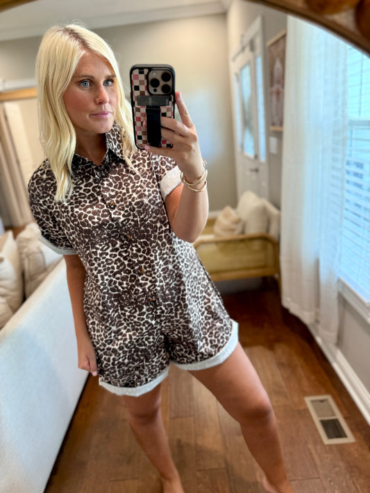 Leopard Button Romper